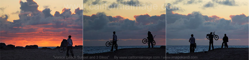 Venice Beach Sunset and 3 Bikes