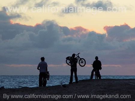 Venice Beach Sunset and 3 Bikes